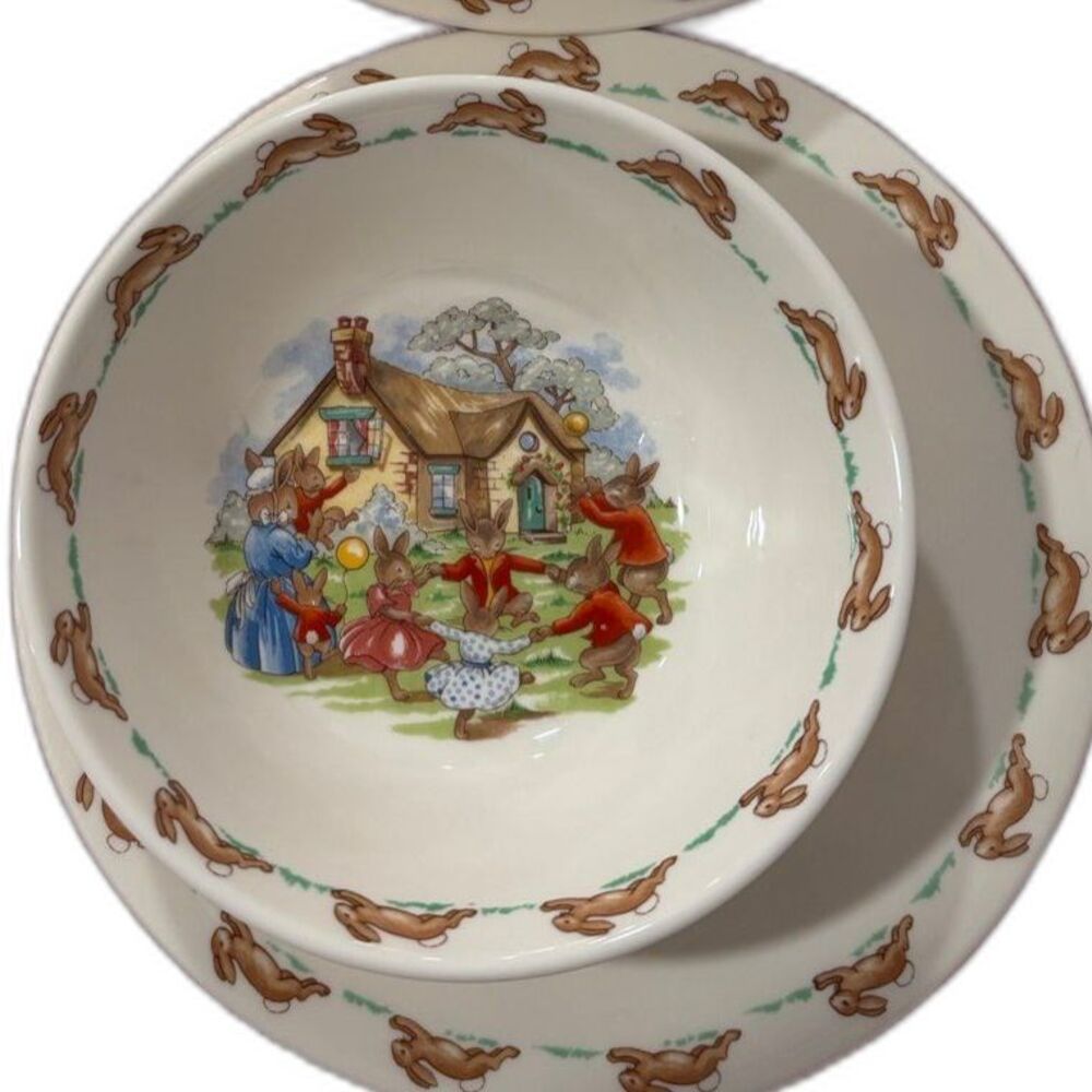 Vintage Rare pattern Bunnykins Bone Two China Place settings